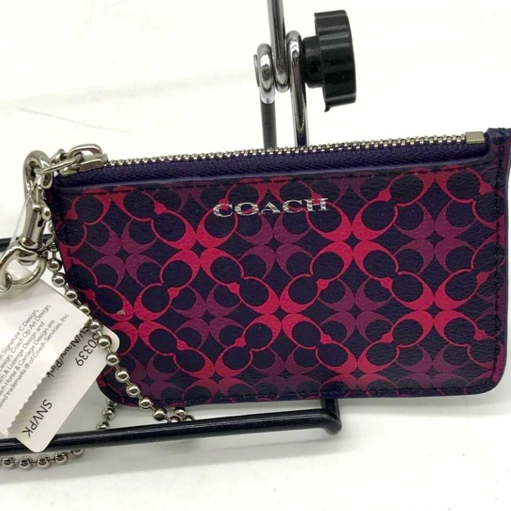 NWTS-Coach wristlet/wallet pink & blue Jacaranda & silver bead Chain wristlet